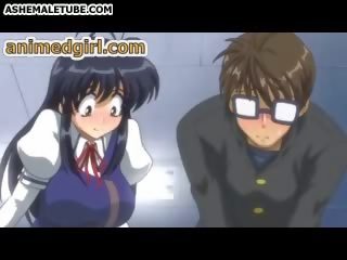 Shemale hentai brutally fucked a busty hentai divinity in the class